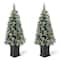 2 Pack 4ft. Pre-Lit Pine Artificial Christmas Porch Tree, Warm White LED Lights